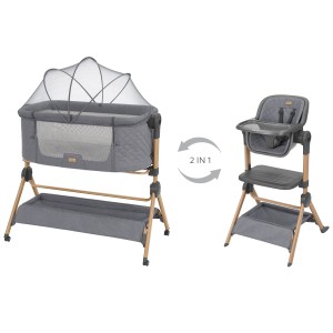 2σε1 Λίκνο + Καρέκλα Φαγητού Sleat Me Γκρι- Kikka Boo