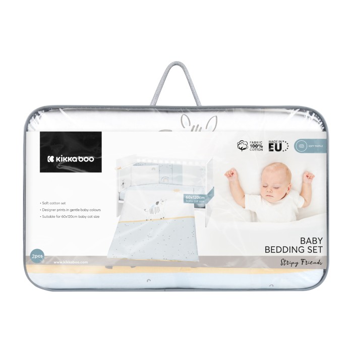 Σετ κλινοσκεπασμάτων 2 τεμαχίων Ευρωπαϊκού Στυλ 60/120 Stripy Friends - Kikka Boo Σετ κλινοσκεπασμάτων 2 τεμαχίων Ευρωπαϊκού Στυλ 60/120 Stripy Friends - Kikka Boo