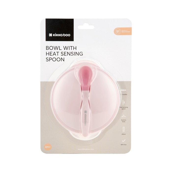Μπόλ Με Κουτάλι Ανίχνευσης Θερμότητας Ρόζ Kikka Boo