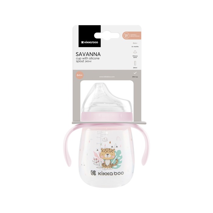 Κύπελλο Με Στόμιο Σιλικόνης 240ml Savanna Ροζ Kikka Boo
