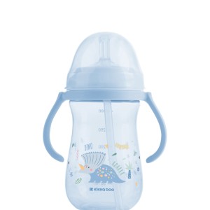 Kikka Boo Παιδικό Κύπελλο Mε Λαβές Kαι Καλαμάκι Σιλικόνης Dino World Blue