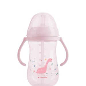 Kikka Boo Παιδικό Κύπελλο Mε Λαβές Kαι Καλαμάκι Σιλικόνης Dino World Pink