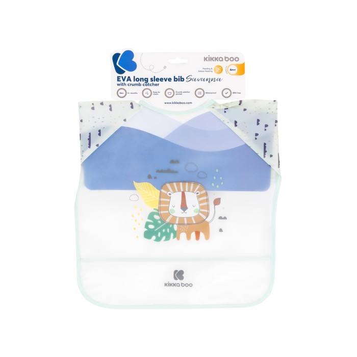 Σαλιάρα EVA με μακριά μανίκια και τσέπη για ψίχουλα Savanna Μέντα  - Kikka Boo