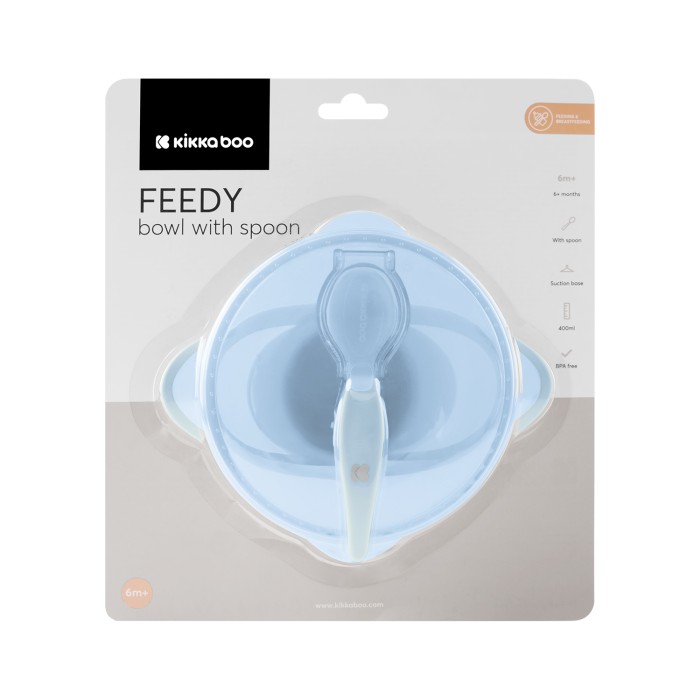 Μπολ με κουτάλι Feedy Μπλε - Kikka Boo Μπολ με κουτάλι Feedy Μπλε - Kikka Boo