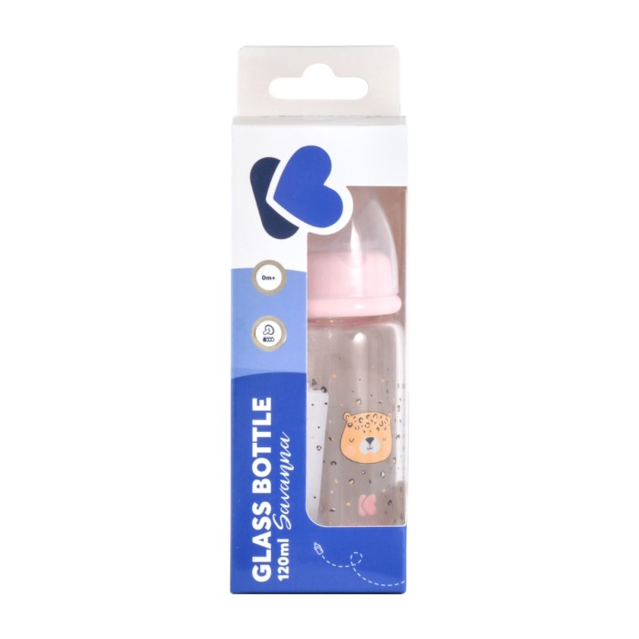 Γυάλινο μπιμπερό 120ml Savanna Ροζ - Kikka Boo Γυάλινο μπιμπερό 120ml Savanna Ροζ - Kikka Boo