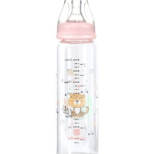 Γυάλινο μπιμπερό 240ml Savanna Ροζ - Kikka Boo