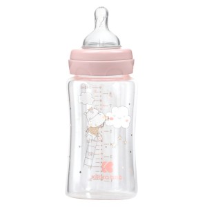 Γυάλινο Μπιμπερό 240ml Hippo Dreams Pink Kikka Boo