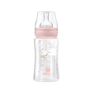 Γυάλινο Μπιμπερό 240ml Hippo Dreams Pink Kikka Boo