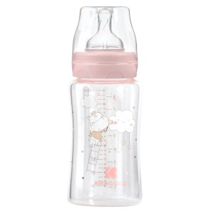 Γυάλινο Μπιμπερό 240ml Hippo Dreams Pink Kikka Boo