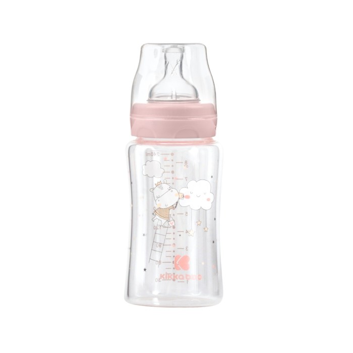 Γυάλινο Μπιμπερό 240ml Hippo Dreams Pink Kikka Boo