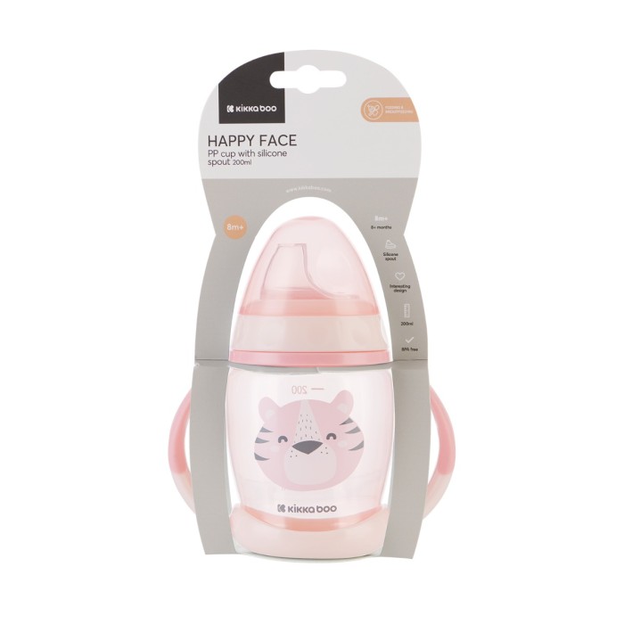 Kikka Boo Κύπελλο Με Στόμιο Σιλικόνης 200ml Happy Face Pink Kikka Boo Κύπελλο Με Στόμιο Σιλικόνης 200ml Happy Face Pink