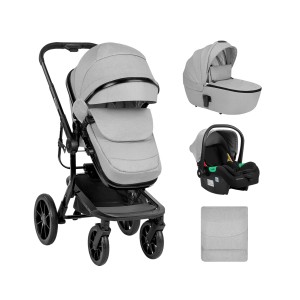 Καρότσι 3σε1 με πλαστικό πορτ-μπεμπέ Irene Ανοιχτό Γκρι 2024  - Kikka Boo