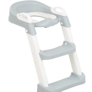 Kikka Boo Παιδικό Κάθισμα Τουαλέτας Lea Mε Εύκαμπτη Επιφάνεια Χερούλια Kαι Σκαλοπάτι Γκρι
