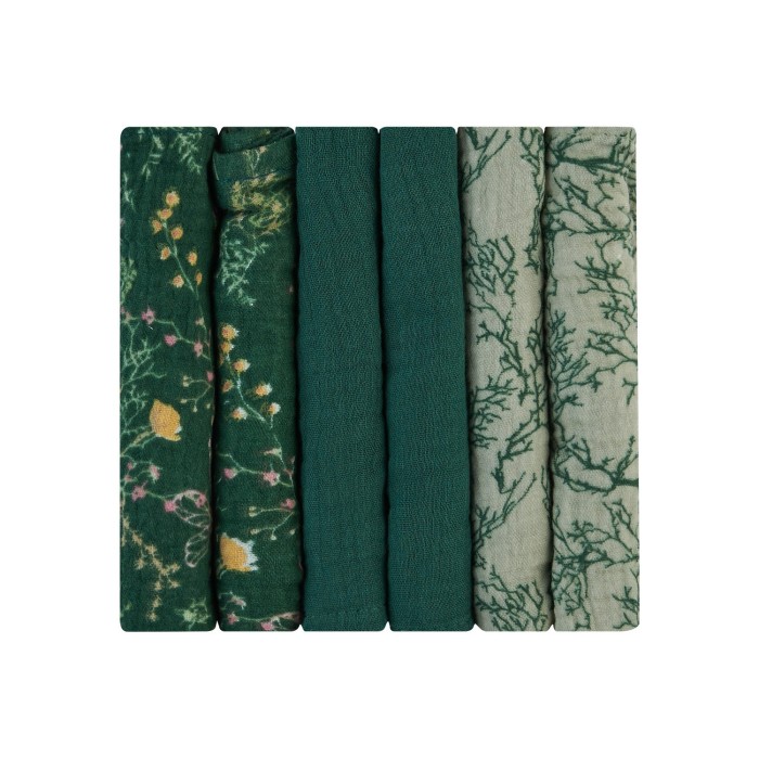 Σετ πανάκια μουσελίνας 6 τεμ. 30x30 εκ. Secret Garden Πράσινα  - Kikka Boo