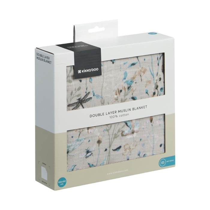 Κουβέρτα μουσελίνα διπλής στρώσης 100x100 εκ. Dreamy Fields Γκρι  - Kikka Boo