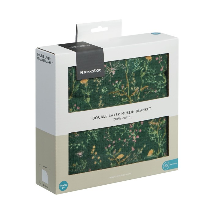 Κουβέρτα μουσελίνα διπλής στρώσης 100x100 εκ. Secret Garden Πράσι - Kikka Boo