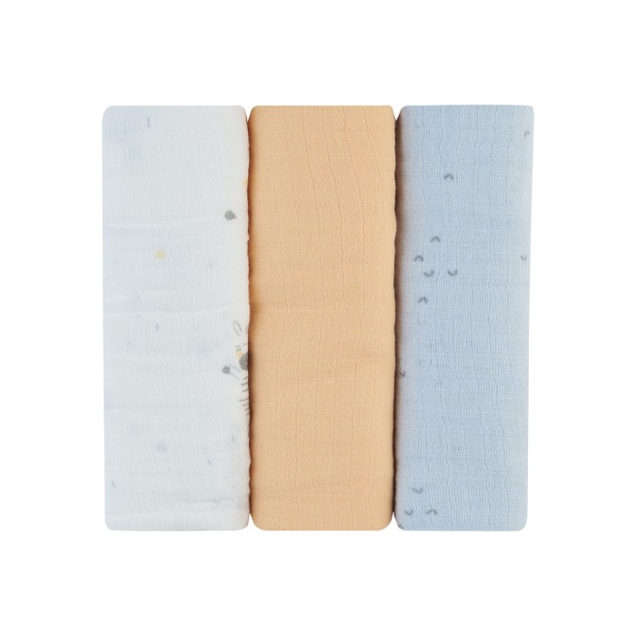 Σετ πάνα αγκαλιάς μουσελίνας 3 τεμ. 75x75 εκ. Stripy Friends  - Kikka Boo