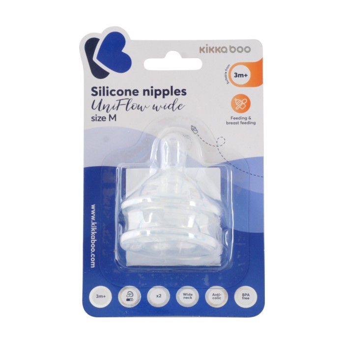 Θηλές Σιλικόνης M 2τμχ UniFlow Wide Kikka Boo