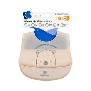 Σαλιάρα Σιλικόνης Bear With Me Γκρι Kikka Boo