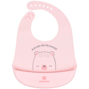 Σαλιάρα Σιλικόνης Bear With Me Ροζ Kikka Boo