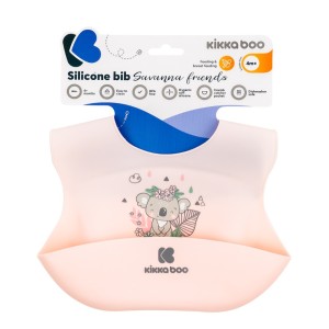 Σαλιάρα Σιλικόνης Savanna Friends Ροζ Kikka Boo