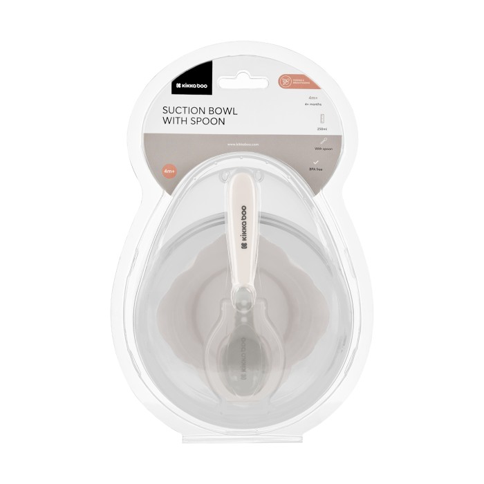 Μπολ Φαγητού με Κουτάλι Μπεζ Kikka Boo