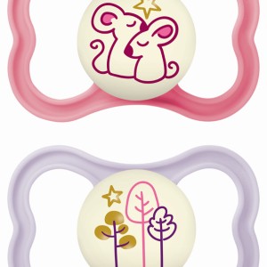 Πιπίλα Air Night Σιλικόνης 6-16 μηνών - Girl – Ροζ - MAM