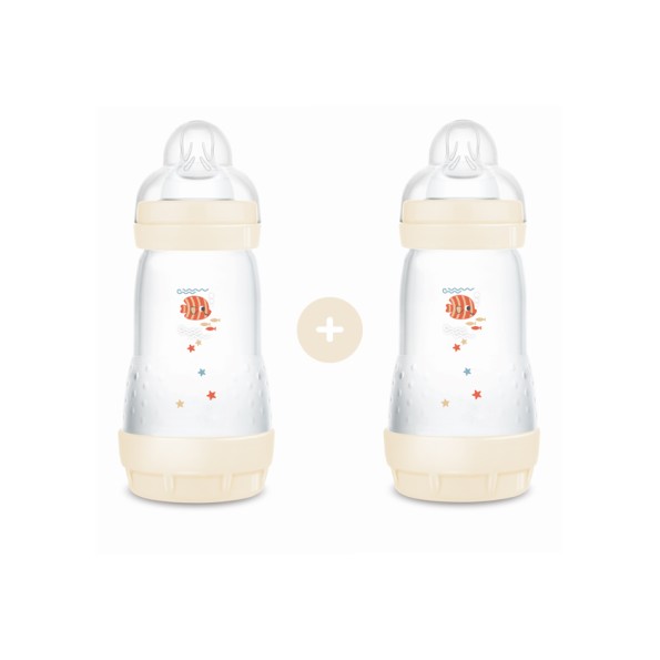 Σετ 2 Μπιμπερό Easy Start™ Anti-Colic 260ml - Unisex – Κρεμ - MAM