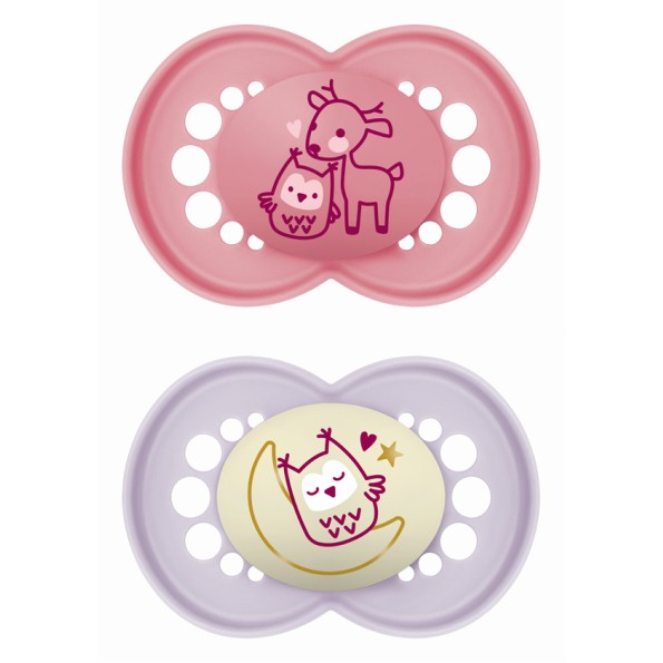 Σετ Πιπίλες Day & Night 16+ μηνών - Girl – Ροζ - MAM