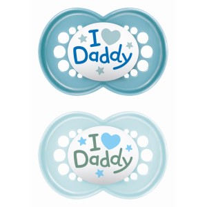 Πιπίλα Ι Love Mummy & Daddy Σιλικόνης 16+ μηνών - Boy - Μπλε - MAM