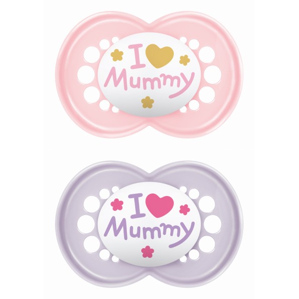 Πιπίλα Ι Love Mummy & Daddy Σιλικόνης 16+ μηνών - Girl – Ροζ - MAM