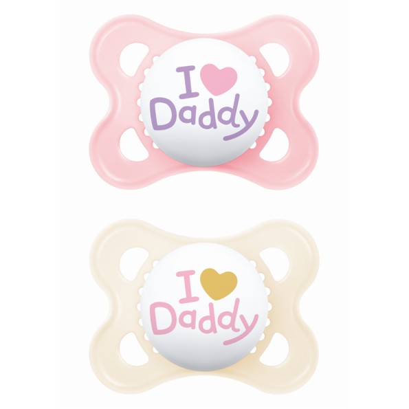 Πιπίλα Ι Love Mummy & Daddy Σιλικόνης 2-6 μηνών - Girl - Ροζ ανοιχτό - MAM