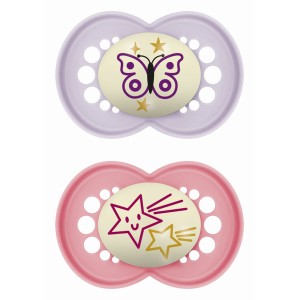 Πιπίλα Original Night Σιλικόνης 6-16 μηνών - Girl – Μωβ - MAM
