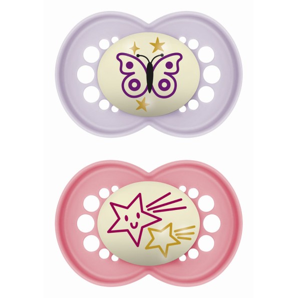 Πιπίλα Original Night Σιλικόνης 6-16 μηνών - Girl – Μωβ - MAM