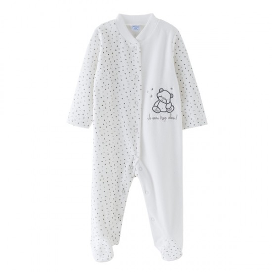 Amomi Βρεφικό Φορμάκι Βελουτέ Λευκό Αρκουδάκι