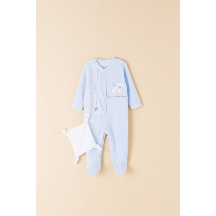 Amomi Βρεφικό Φορμάκι Βελουτέ Βear Blue
