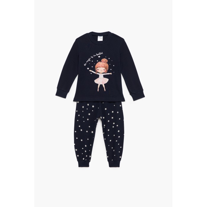 Bαμβακερή Πυζάμα Βρεφική Χειμερινή Με Τύπωμα Ballet Pretty Baby