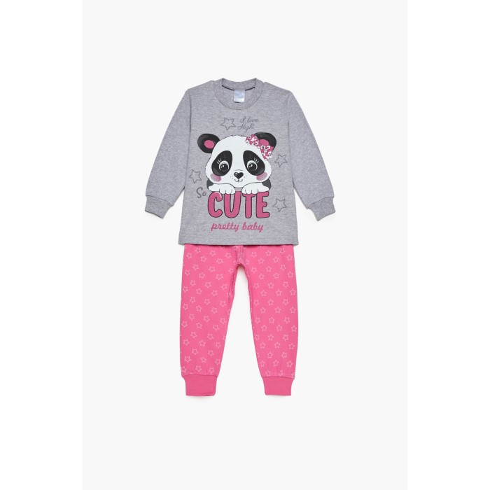 Bαμβακερή Πυζάμα Βρεφική Χειμερινή Με Τύπωμα Cute Pretty Baby
