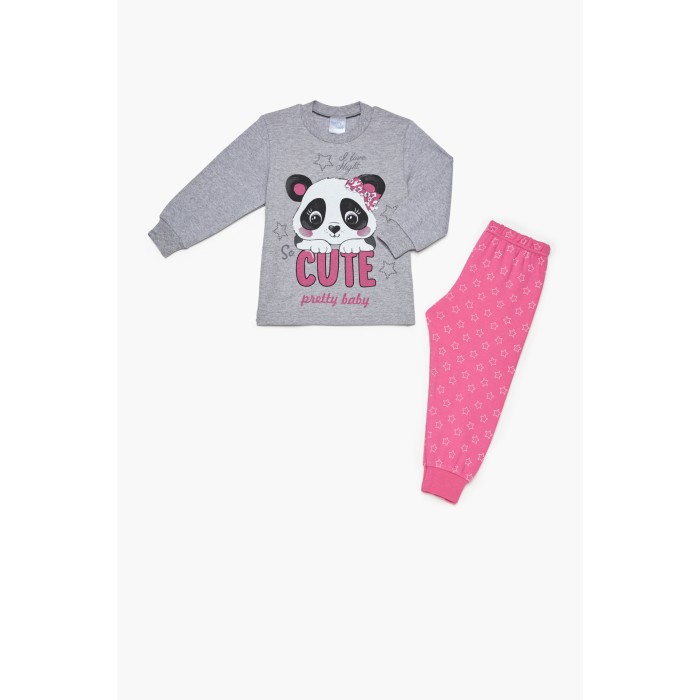 Bαμβακερή Πυζάμα Βρεφική Χειμερινή Με Τύπωμα Cute Pretty Baby