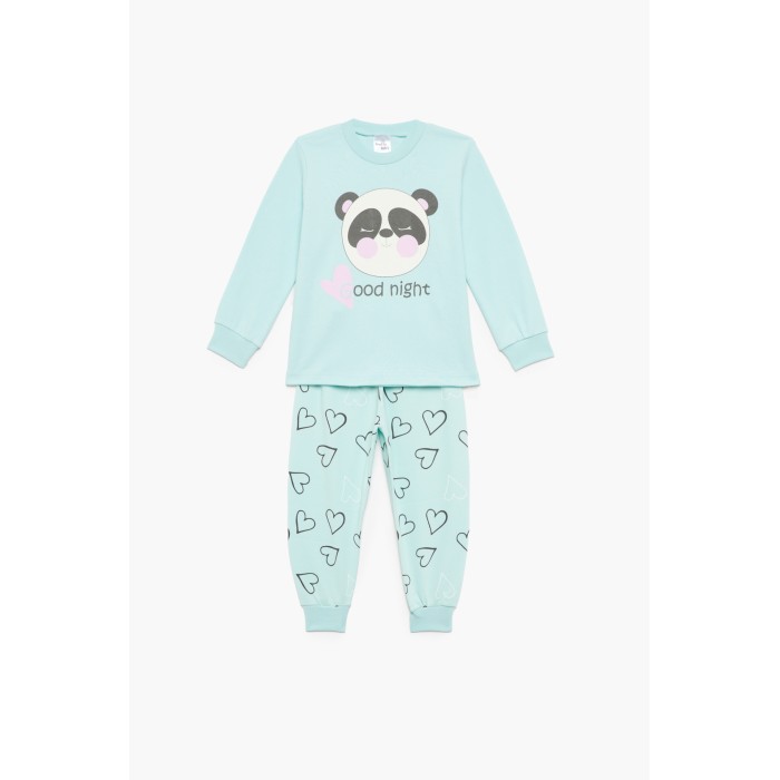 Bαμβακερή Πυζάμα Βρεφική Χειμερινή Με Τύπωμα Good Night Pretty Baby