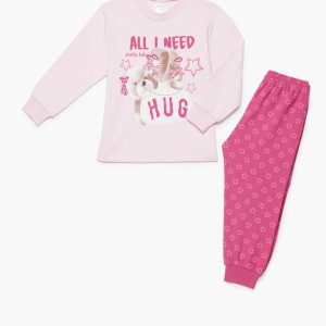 Bαμβακερή Πυζάμα Βρεφική Χειμερινή Με Τύπωμα Hug Pretty Baby