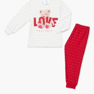 Bαμβακερή Πυζάμα Βρεφική Χειμερινή Με Τύπωμα Love Pretty Baby