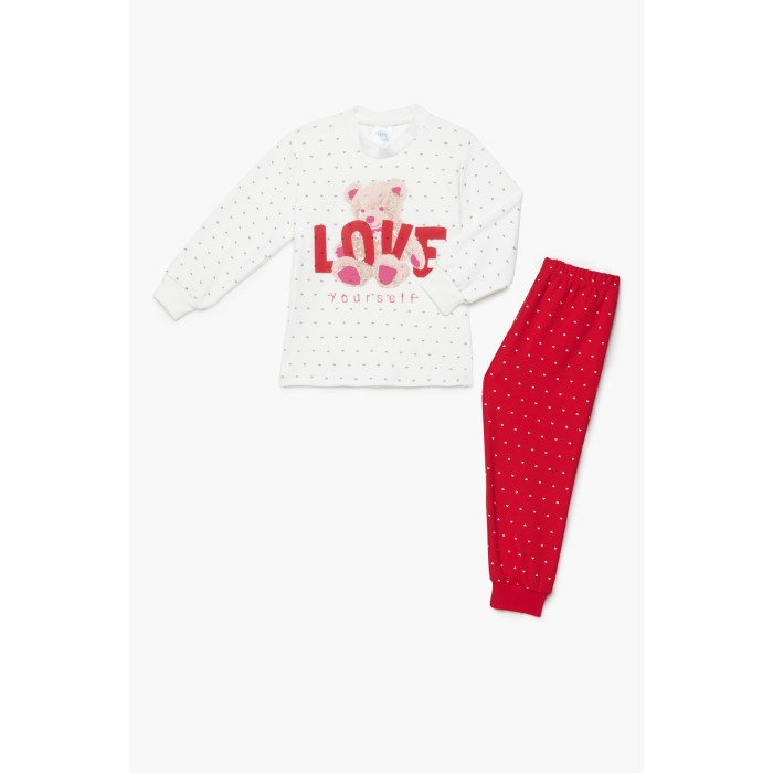 Bαμβακερή Πυζάμα Βρεφική Χειμερινή Με Τύπωμα Love Pretty Baby