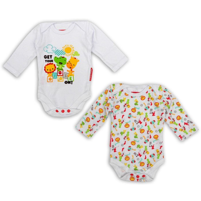 Βρεφικά Κορμάκια Μακρυμάνικα Fisher Price Unisex 2τμχ Ζωάκια Βρεφικά Κορμάκια Μακρυμάνικα Fisher Price Unisex 2τμχ Ζωάκια