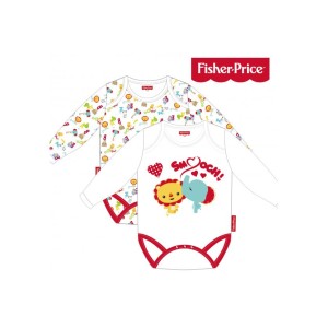 Βρεφικά Κορμάκια Μακρυμάνικα Fisher Price Unisex 2τμχ Λιονταράκι-Ελεφαντάκι Βρεφικά Κορμάκια Μακρυμάνικα Fisher Price Unisex 2τμχ Λιονταράκι-Ελεφαντάκι