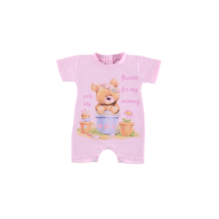 Βρεφικό Φορμάκι Βαμβακερό Flowers Κοντομάνικο