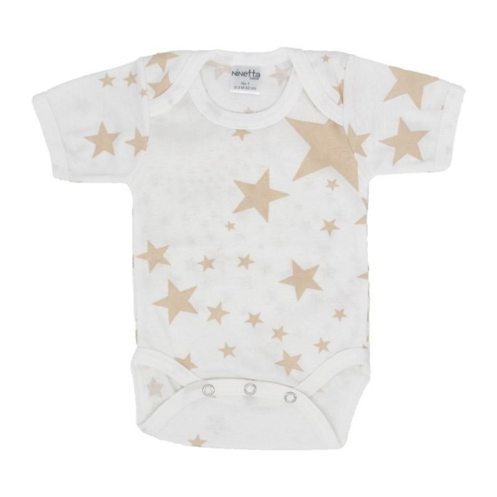 Βρεφικό Κοντομάνικο Κορμάκι Με Αστέρια Μπεζ Ninetta Bebe Βρεφικό Κοντομάνικο Κορμάκι Με Αστέρια Μπεζ Ninetta Bebe