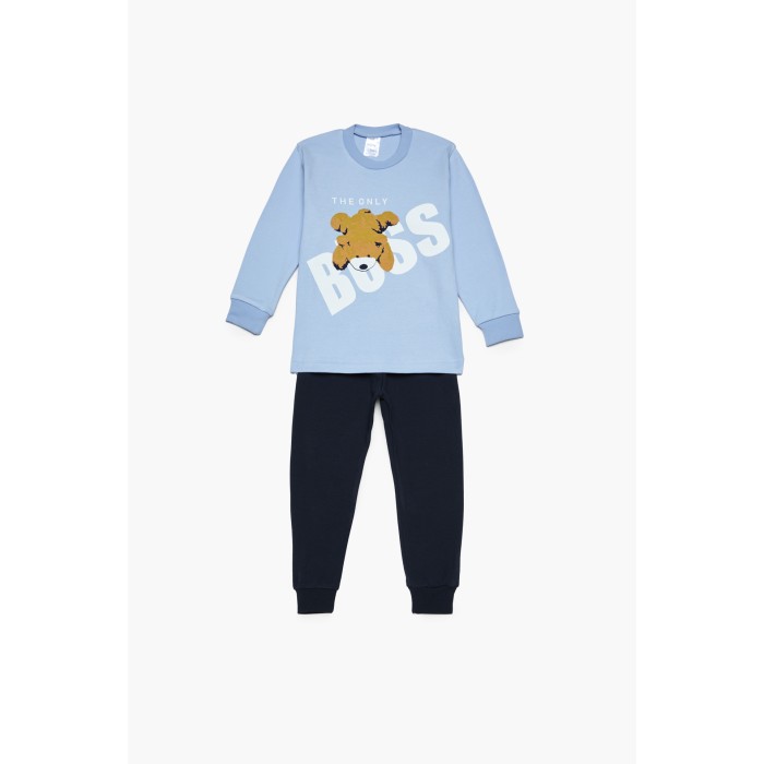 Pretty Baby Πυζάμα Βρεφική Χειμερινή Με Τύπωμα Boss Bαμβακερή 100%