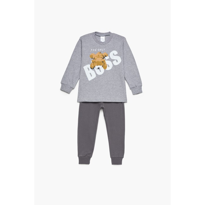 Pretty Baby Πυζάμα Βρεφική Χειμερινή Με Τύπωμα Boss Bαμβακερή 100%