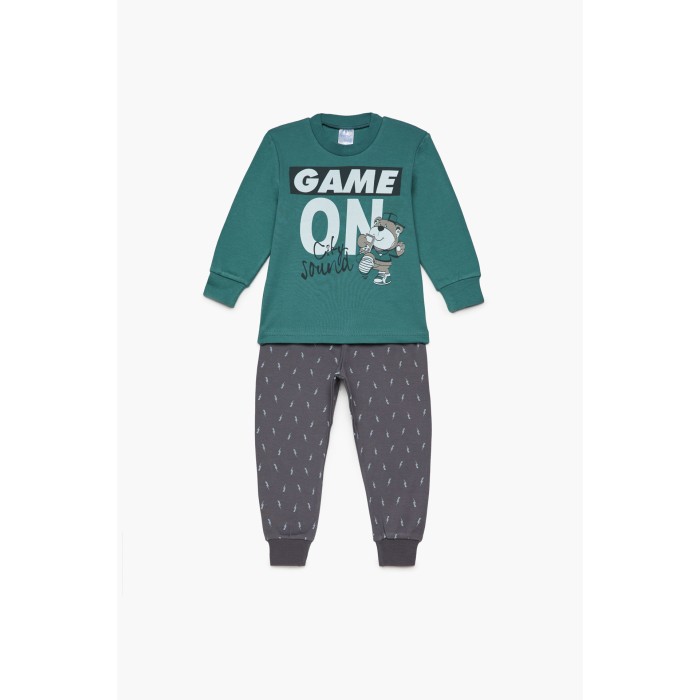 Pretty Baby Πυζάμα Βρεφική Χειμερινή Με Τύπωμα Game Οn Bαμβακερή 100%